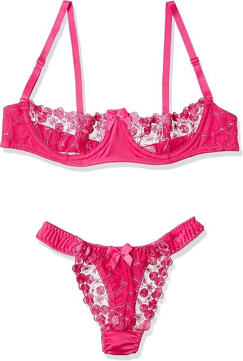 forest 透纱蕾丝半罩杯文胸&丁字裤套装 9917 女士 粉色 日本 m (日本